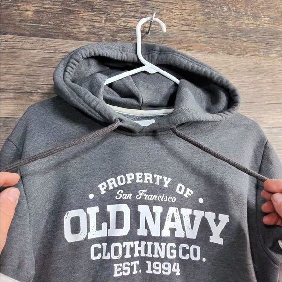 Old Navy Gray Hoodie with White Stripes - Picture 4 of 9